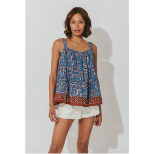 CLEOBELLA NWT Daya Organic Cotton Sleeveless Blouse Top in Lazuli Blue // S